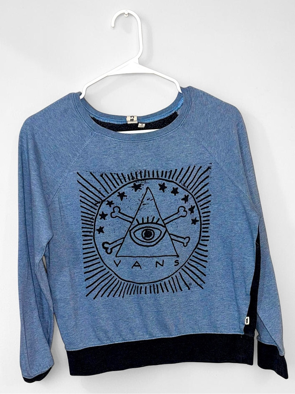 Vans Skateboard Blue Graphic Crewneck Sweatshirt Size S